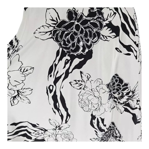 Madison Studio Skirt Womens Size 6 Black & White Floral 100% Silk - Picture 2 of 13